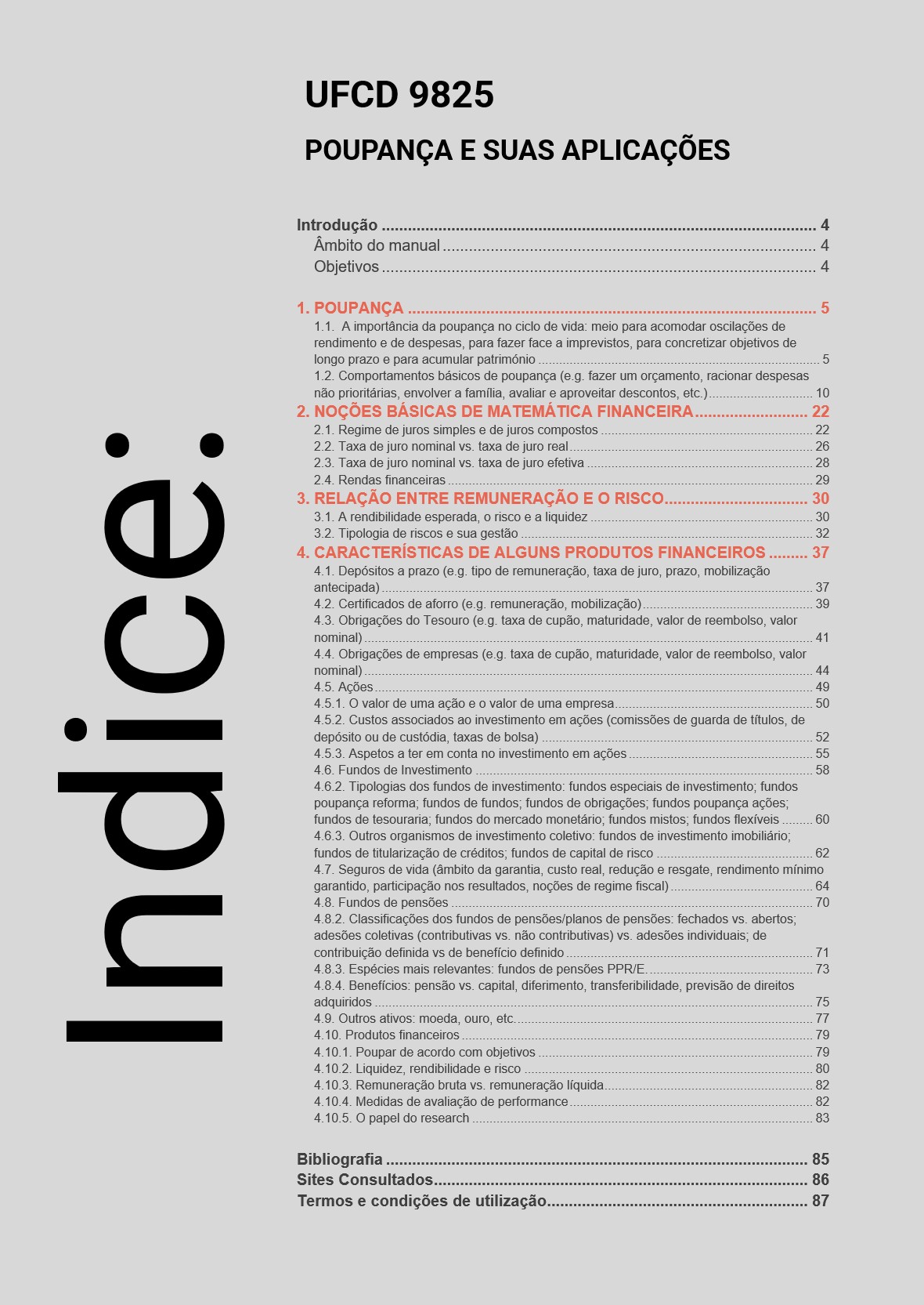 Índice UFCD 9825